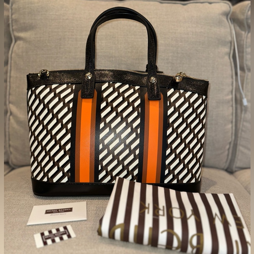 Henri Bendel West 57th Stripe Satchel | Pristine | Iconic NYC 🧡 - NWT - Picture 3 of 10